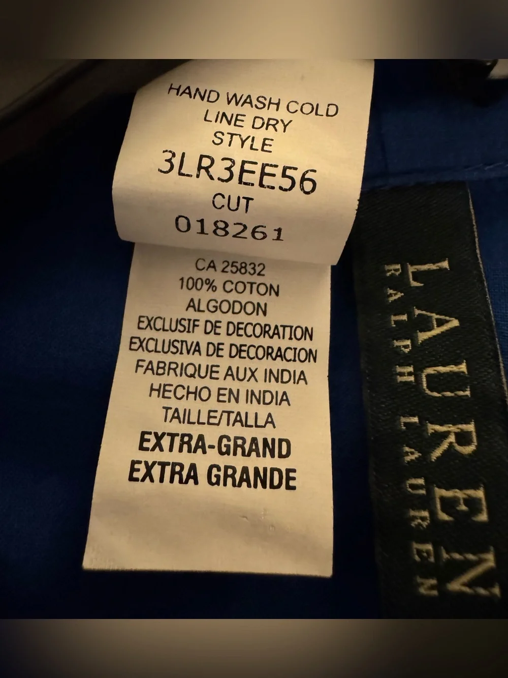 Lauren Ralph Lauren Coverup 100% Cotton Blue Coverup Size XL ** NWT**